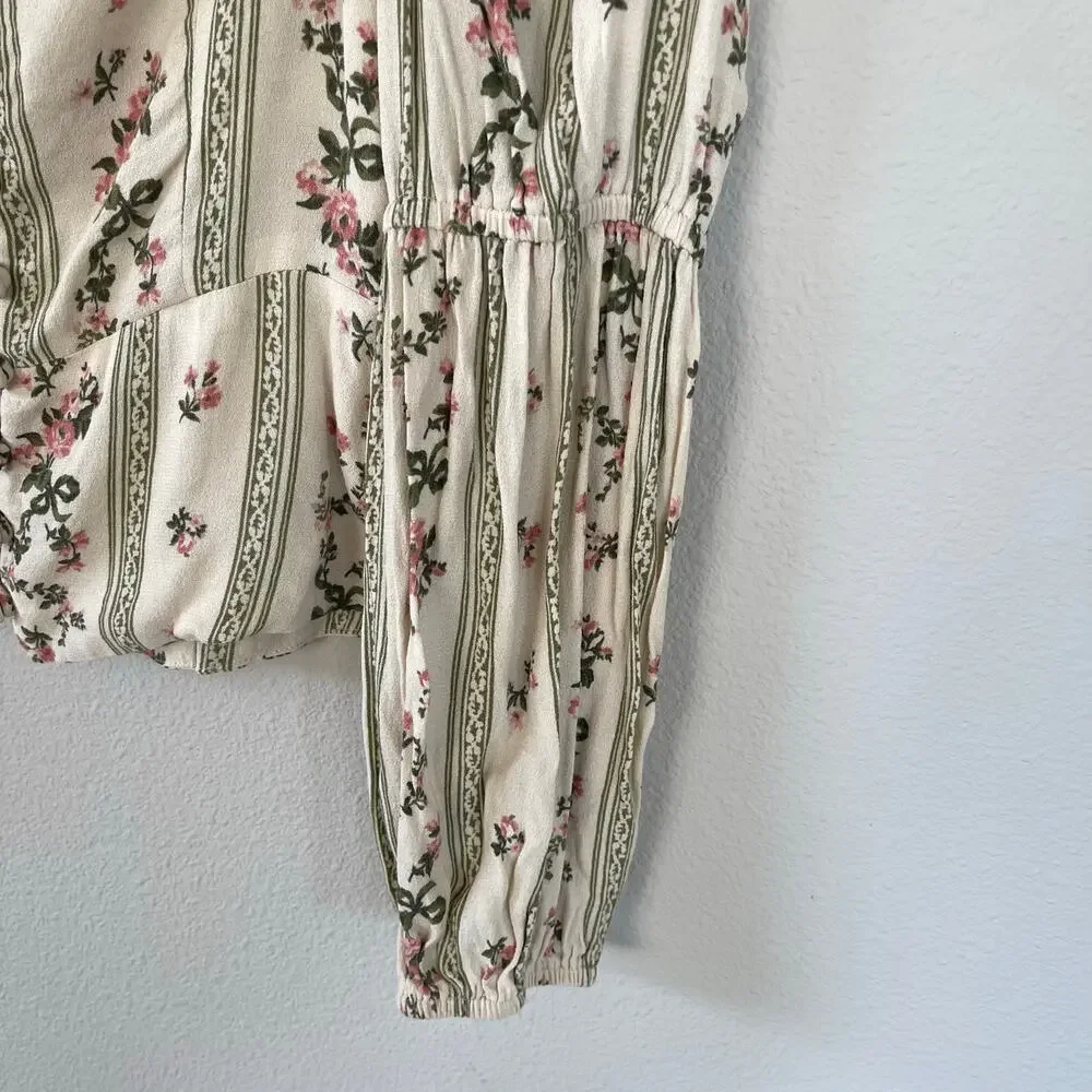 Reformation Cera Floral Pink Green Blouse (4)